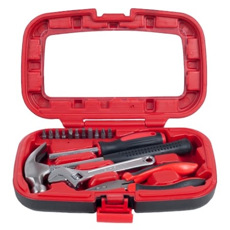 Fleming Supply 15-piece Fleming Supply Household Tool Kit in Carry Case-Hammer, Pliers, Wrench, Screwdriver 685322KJK
